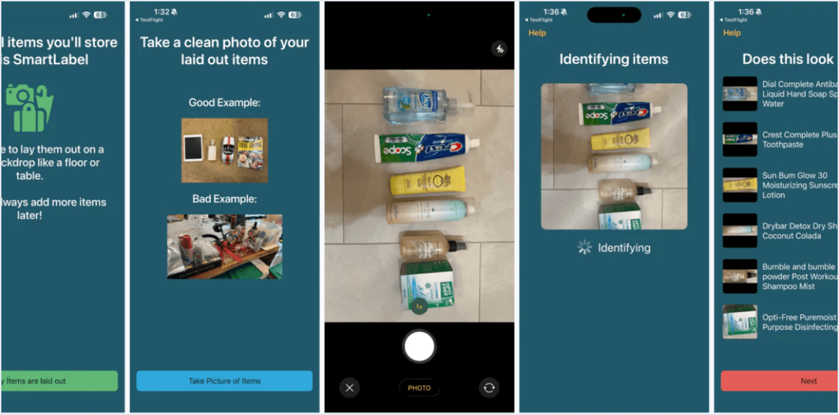 Smart Photo Extraction identifying items from a top-down photo