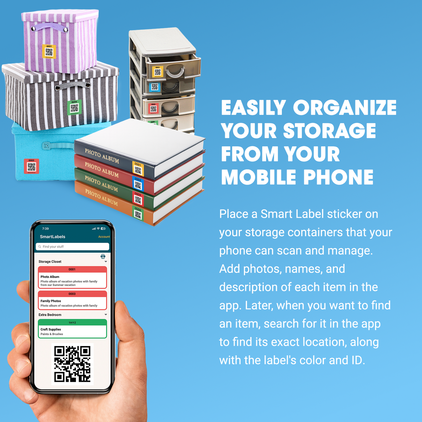 SmartLabels | Small QR Code Stickers | Mini 1.5 x 1.5 inch QR Code Labels | Made in The USA | Multicolor Pack for Easy Inventory Management, Organization, and Packing Labels for Moving (Pack of 48)