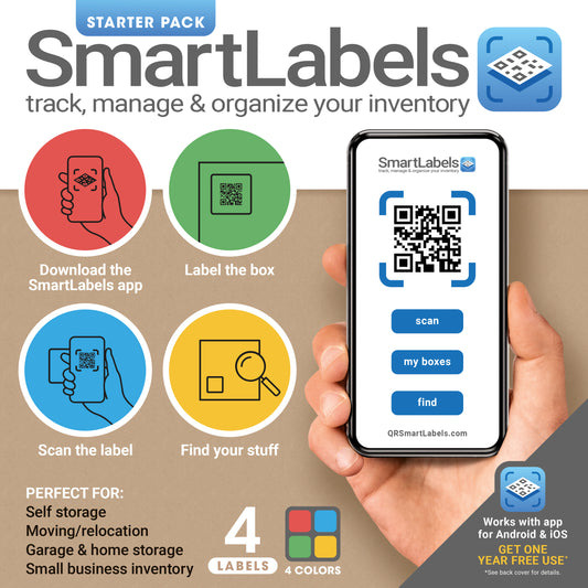 SmartLabels Mini Pack - 4 QR code stickers, 4 colors