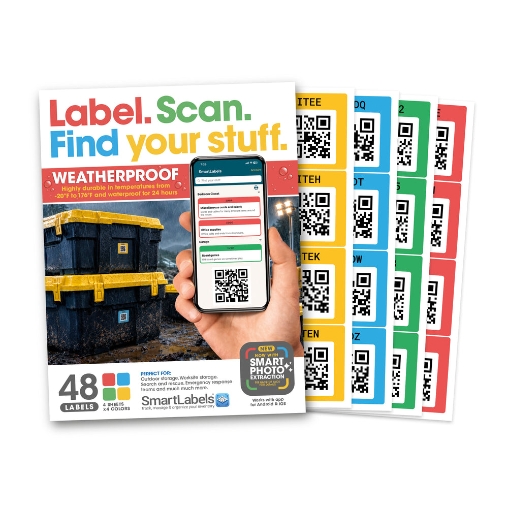 SmartLabels Weatherproof QR Code Labels for Storage, Organization, Moving