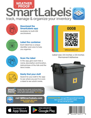 SmartLabels Weatherproof QR Code Labels for Storage, Organization, Moving
