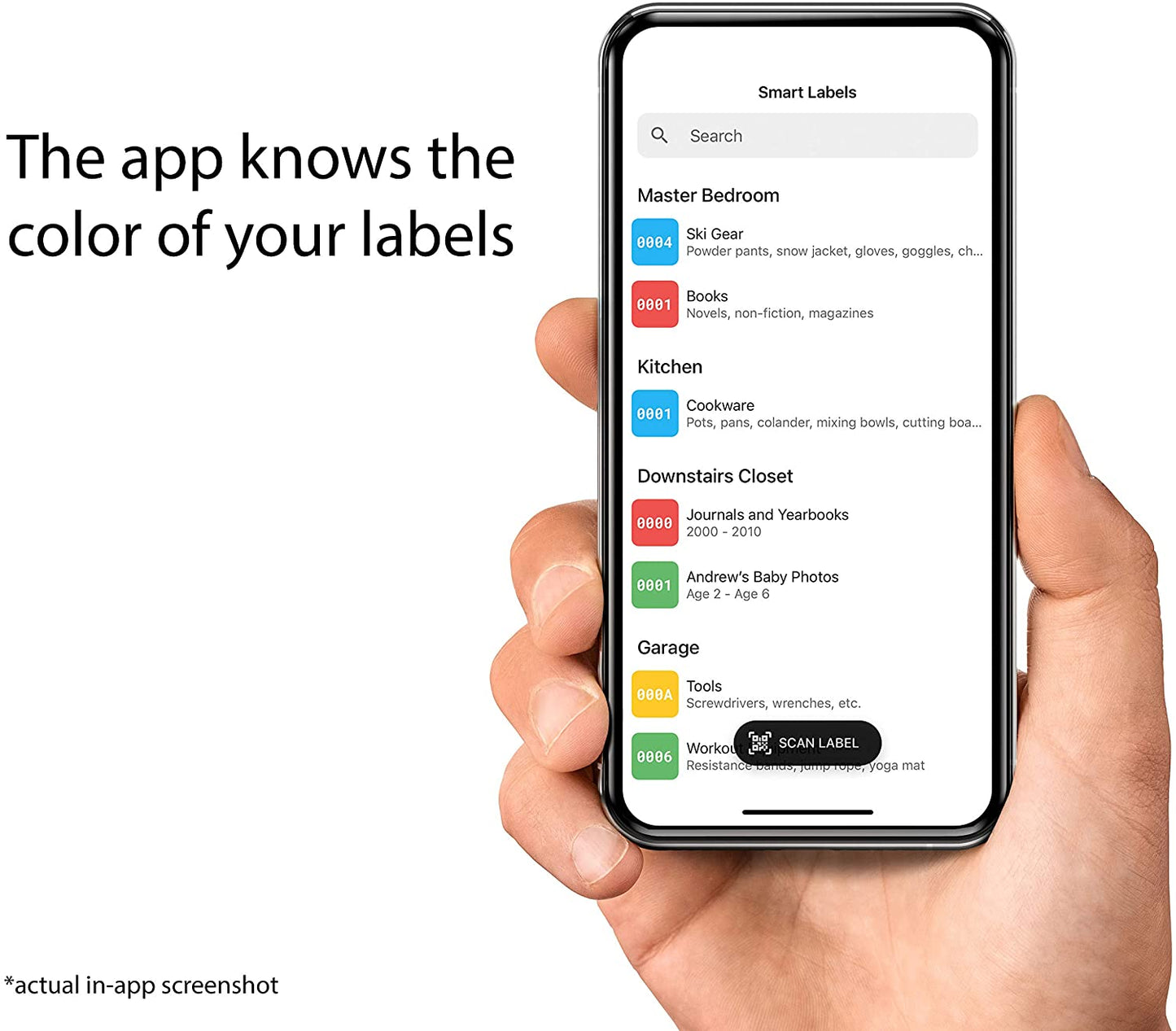 The Smart Labels app picks up the color of the QR code labels you scan to help you stay super organized.
